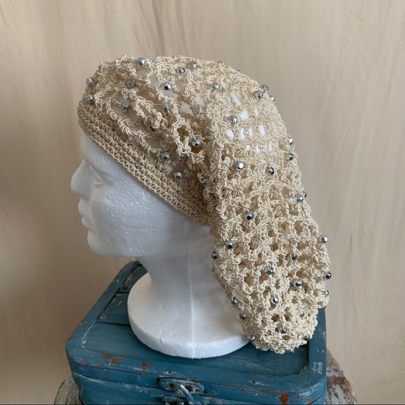 Vintage Crochet Beaded Beanie